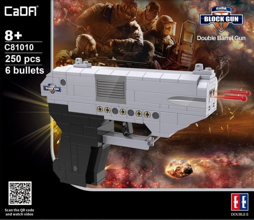 1:1 Double Barrel Pistol Gun Handgun Building Blocks Set PVC Model Action Piece