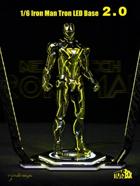 1:6 Neon Tech 2.0 Iron Man LED Yellow Light Display Base Stage Cryptid Model Sports Player