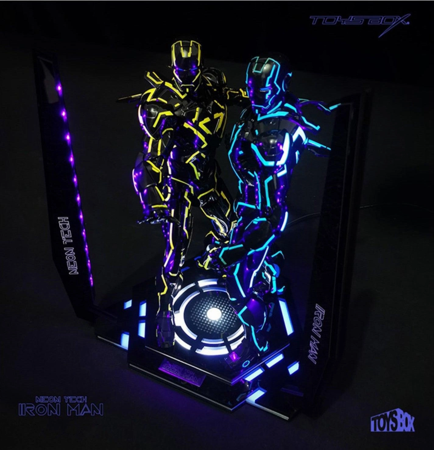 1:6 Neon Tech Iron Man UV Light Dual Display Base Stage Fantasy Creation Fantasy Elf