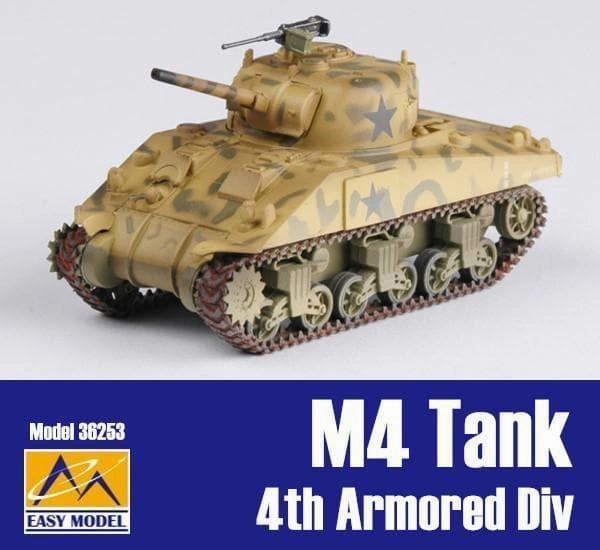 1:72 M4 Middle Tank 4th Armored Div Gaming Sculpture Historical Figure