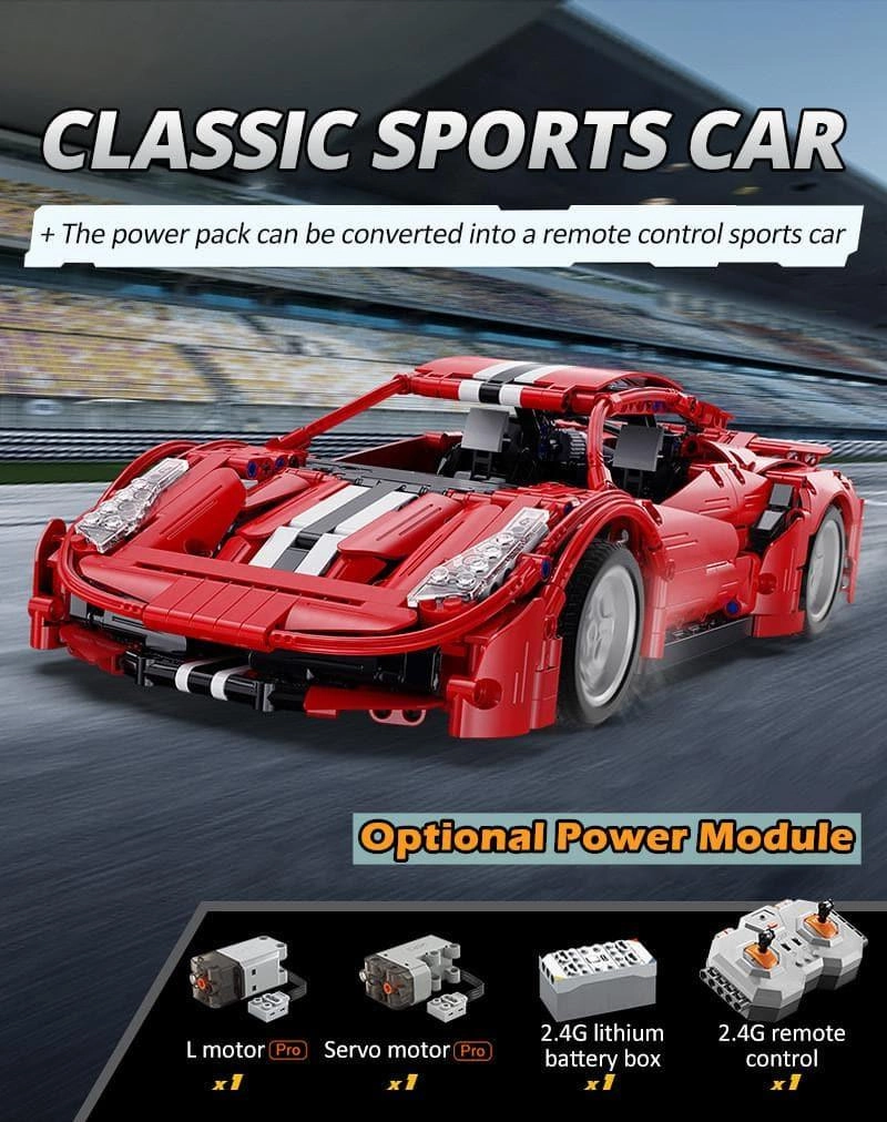 Red Devils Ferrari Pista 488 Building Blocks Set Fantasy Model Limited Decor