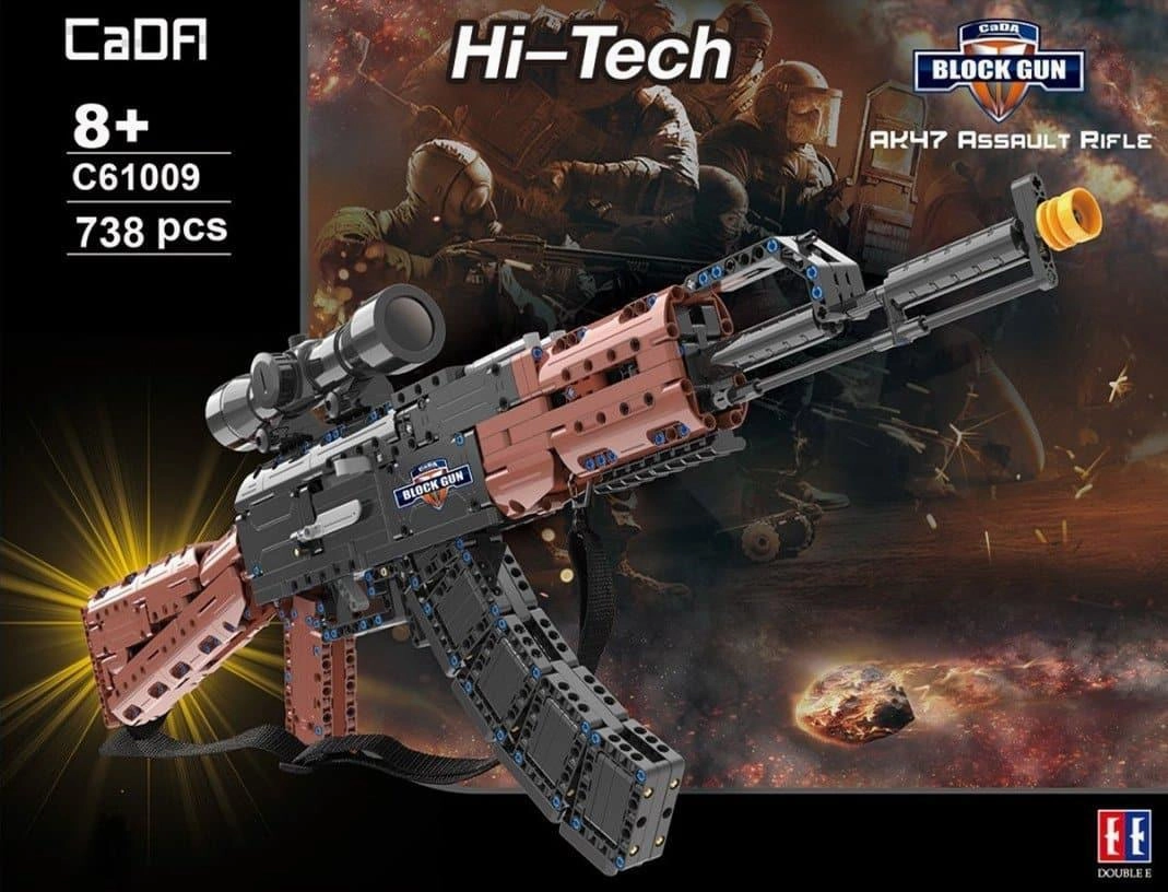 1:1 AK-47 Assault Rifle Machine Gun Building Blocks Set (with Scope) Movie Piece