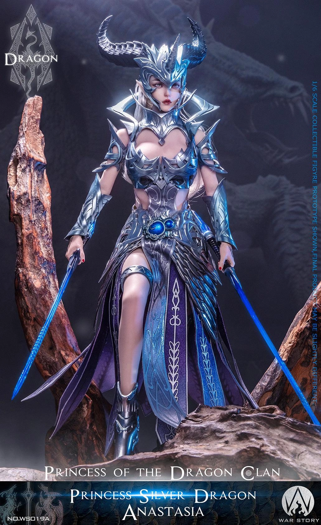 Museum Gift Showpiece Item 1:6 Anastasia Princess Silver Dragon Seamless Figure