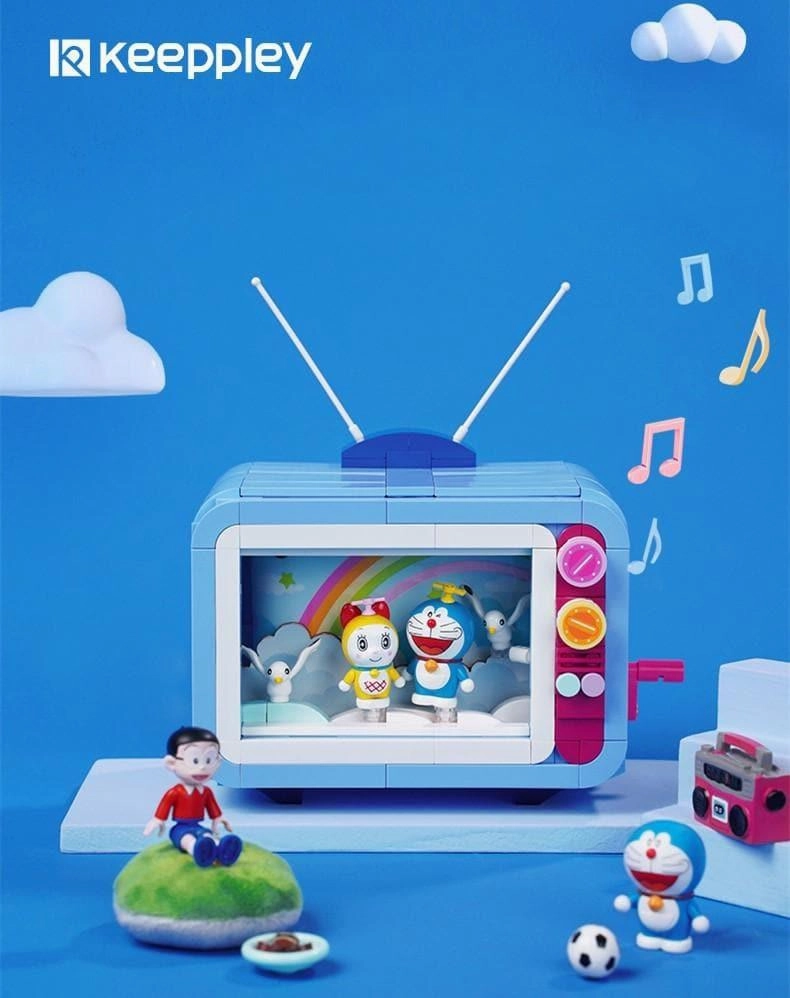 Mother's Day Premium Creation Doraemon Television Scene Building Blocks Set