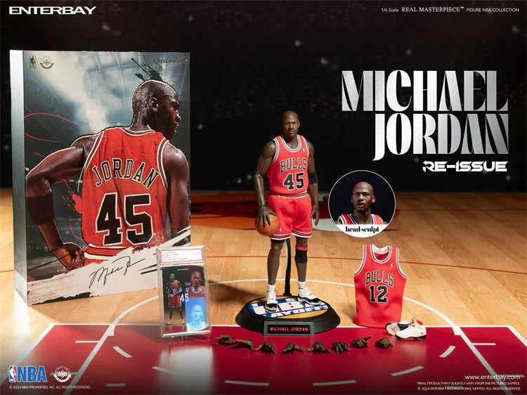 Blue Ribbon Enterbay Real Masterpieces 1/6 NBA Chicago Bulls Michael Jordan (I'm Back #45 Re-Issue Limited Edition) Sixth Scale Action Figure RM-1053