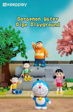 Artistic expression Doraemon Water Pipe Playground Building Blocks Set