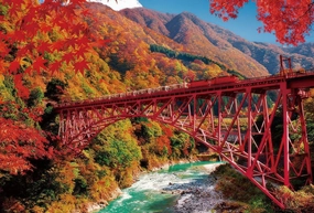 Fantasy Showcase Beverly 1000-113??Kurobe Gorge with autumn leaves and a trolley train??1000 Pieces Jigsaw Puzzle