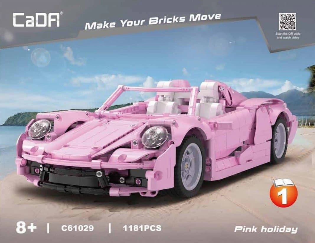Pink Holiday Porsche 918 Protoype Building Blocks Set Vehicle Replica