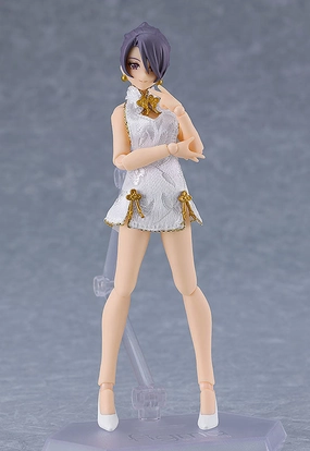 figma Female Body (Mika) with Mini Skirt Chinese Dress Outfit (White) Fabric Figure