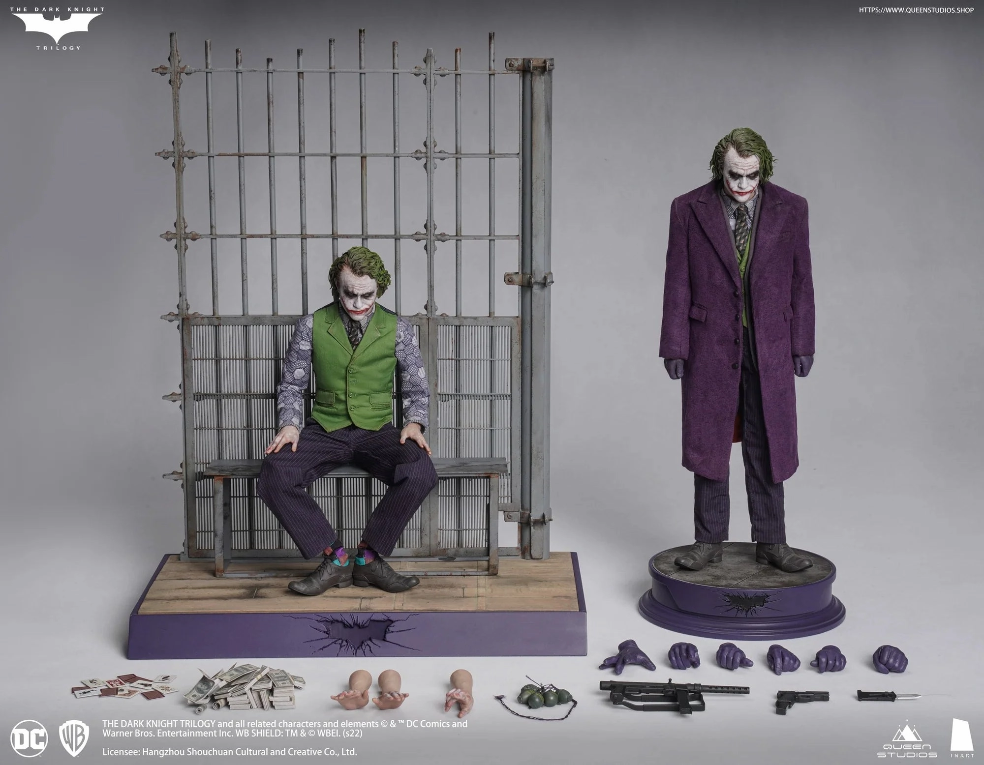 Queen Studio x InArt 1/6 The Dark Knight Joker Premium Edition Sixth Scale Figure 2 Figure Set Pt A001P1 (Sculpted Hair) Cute Mascot