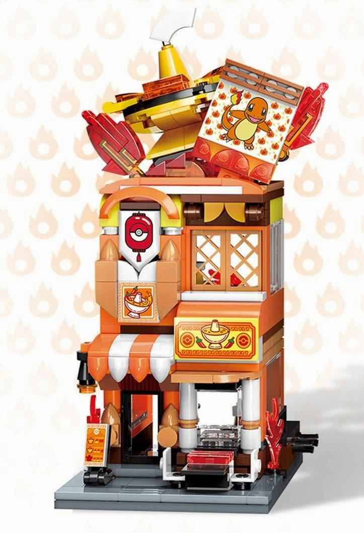 Insect Model Charmander Hotpot Restaurant Street Scene Building Blocks Set