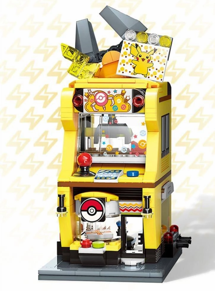 PVC Collection Pikachu Claw Crane Machine Scene Building Blocks Set