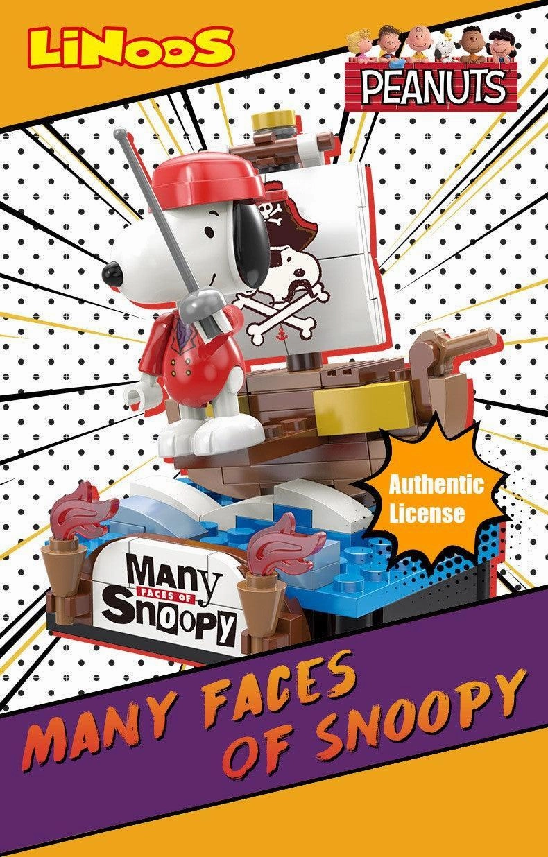 Snoopy Many Faces Linoos Building Blocks Figure Blind Box Superhero Collectible Airplane Replica