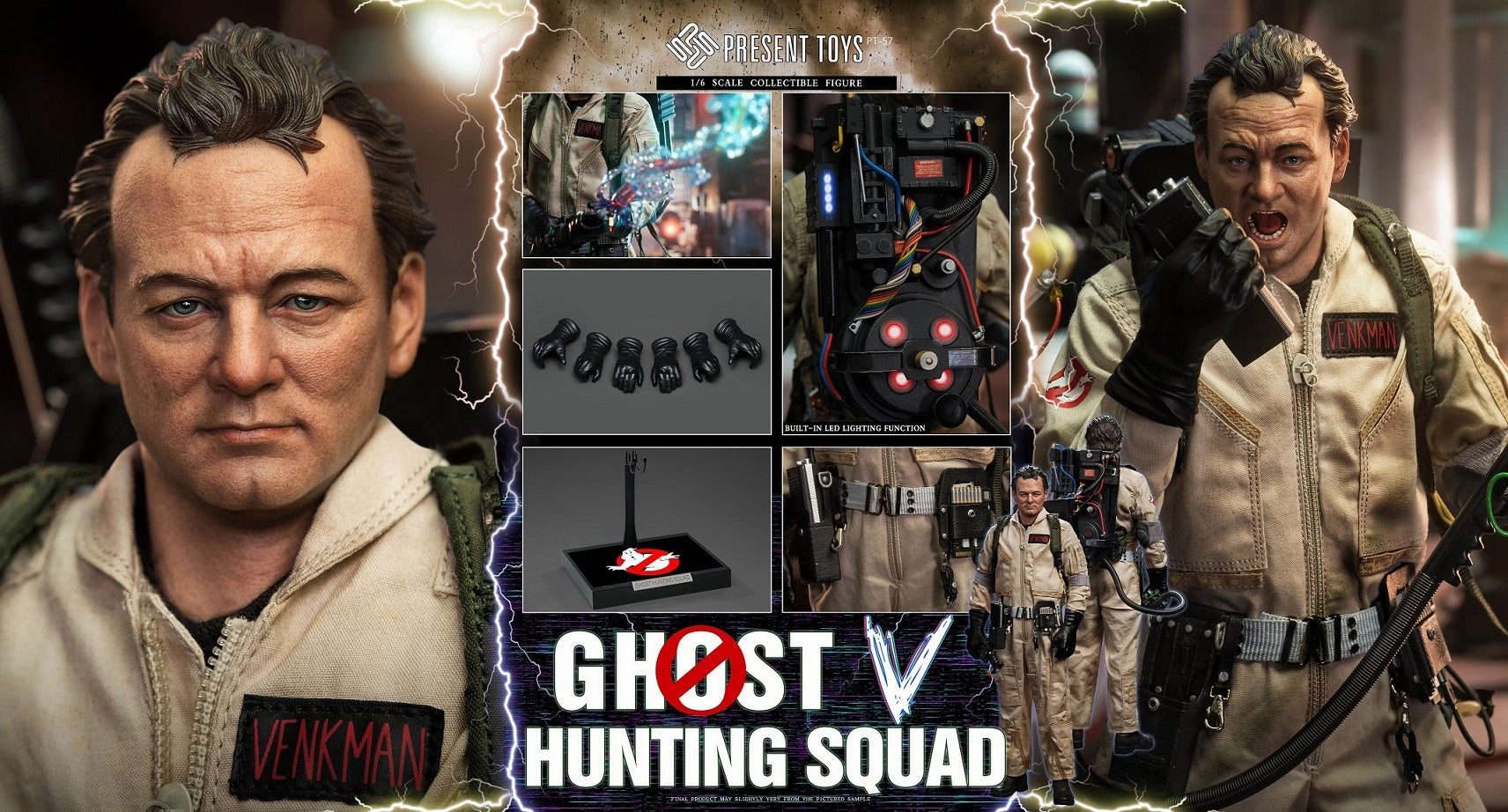 Present Toys 1/6 Ghost Hunting Squad Venkman Sixth Scale Action Figure PT-SP57 Plastic Model Superhero Model