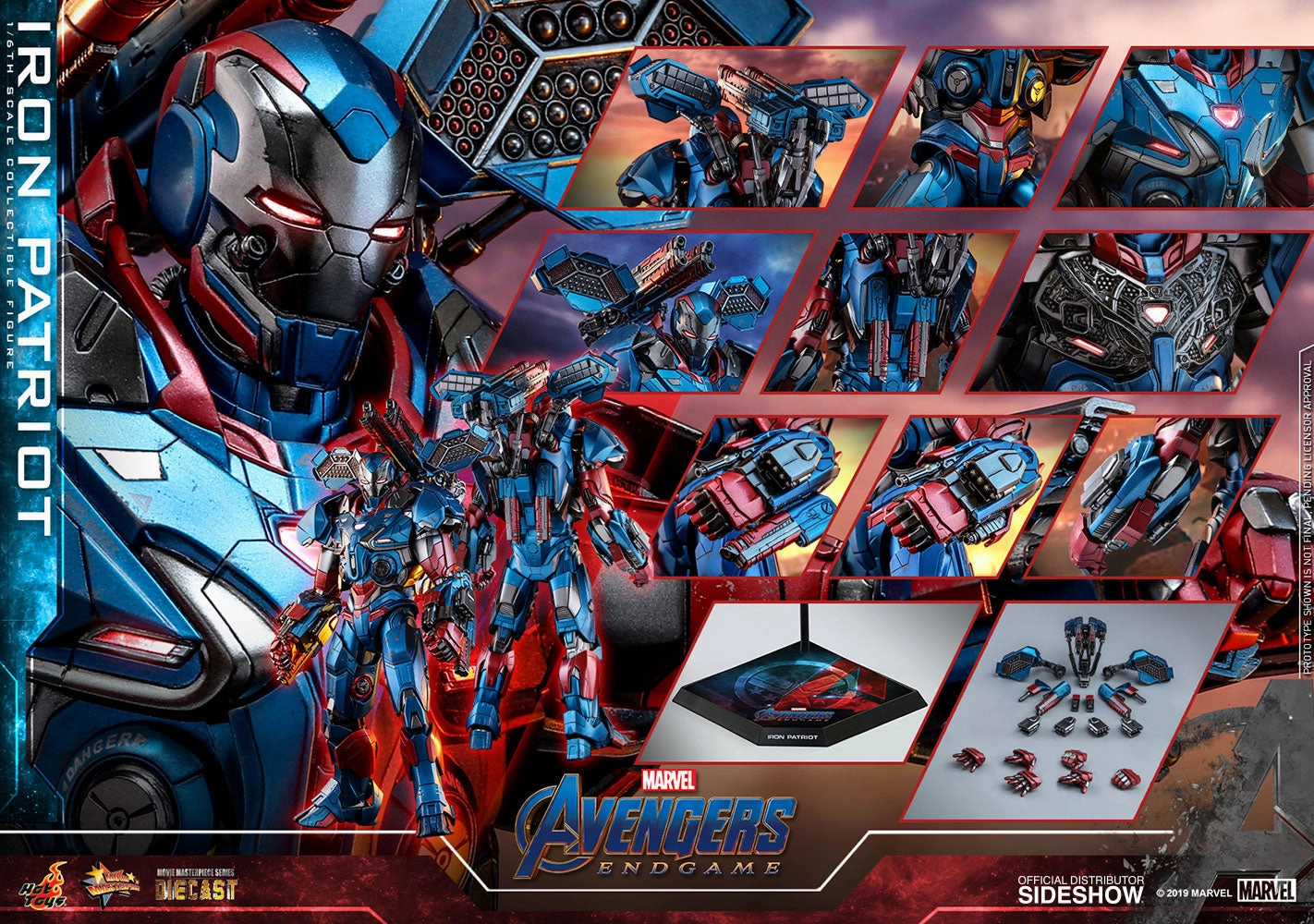 Ancient God Blockbuster Movie Hot Toys 1/6 Avengers: Endgame Iron Patriot Diecast Sixth Scale Figure MMS547-D34